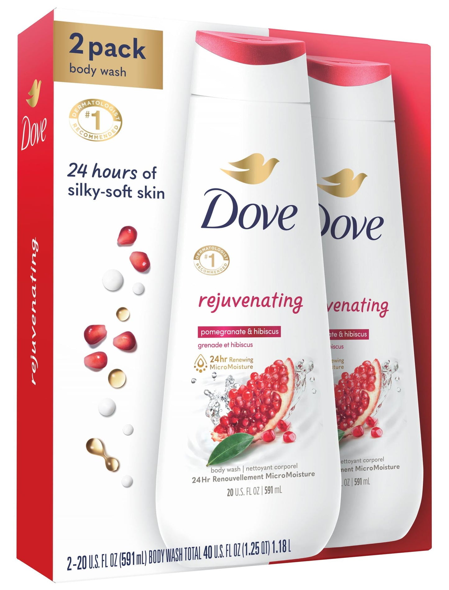 Rejuvenating Gentle Women'S Body Wash All Skin Type, Pomegranate & Hibiscus, 20 Fl Oz Twin Pack