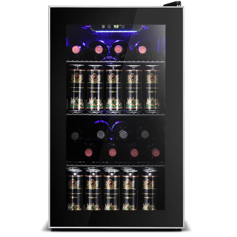 17.5-In W 130-Can Capacity Black Freestanding Beverage Refrigerator with Glass Door