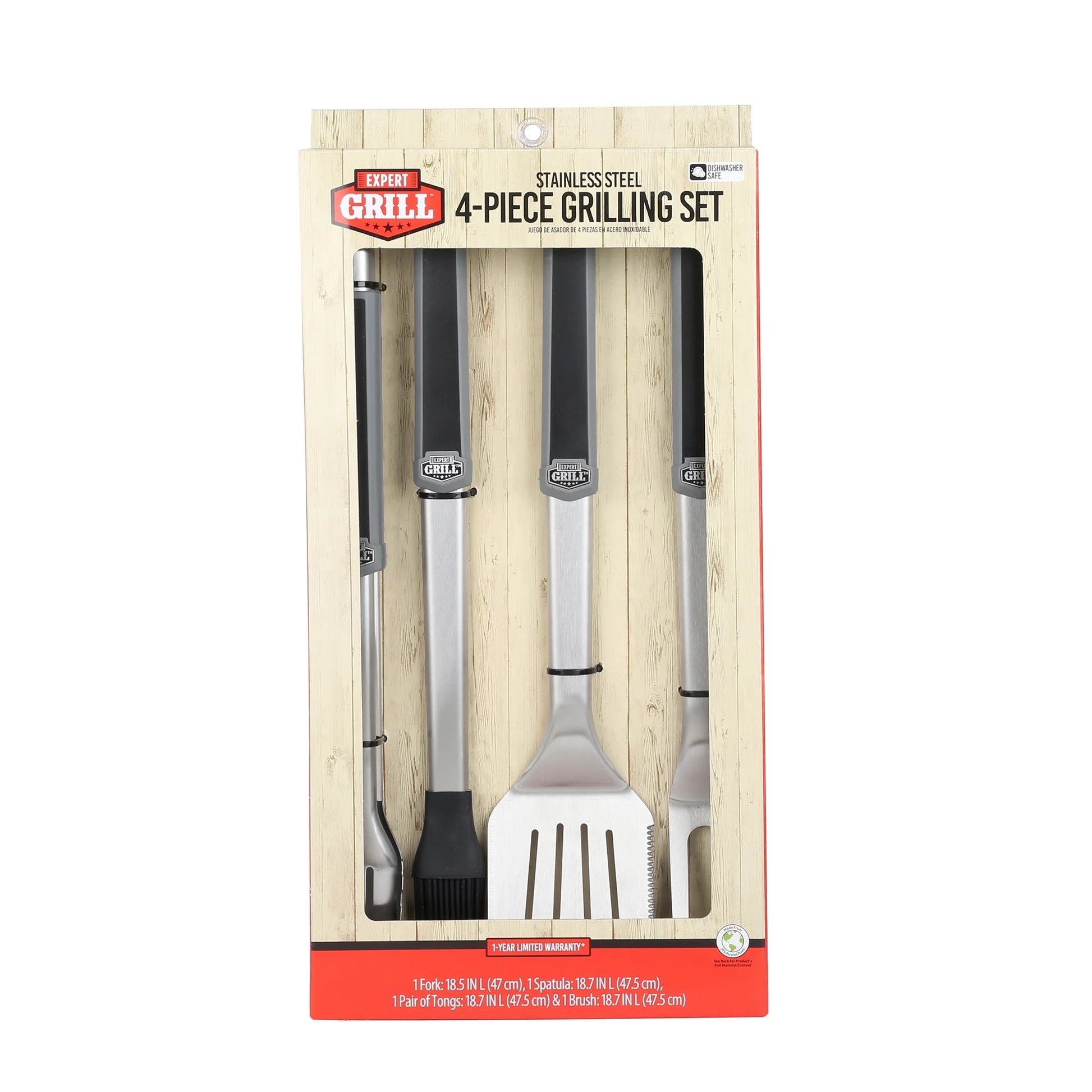 Stainless Steel Soft Grip BBQ Grill Tool Set, 10 Pieces