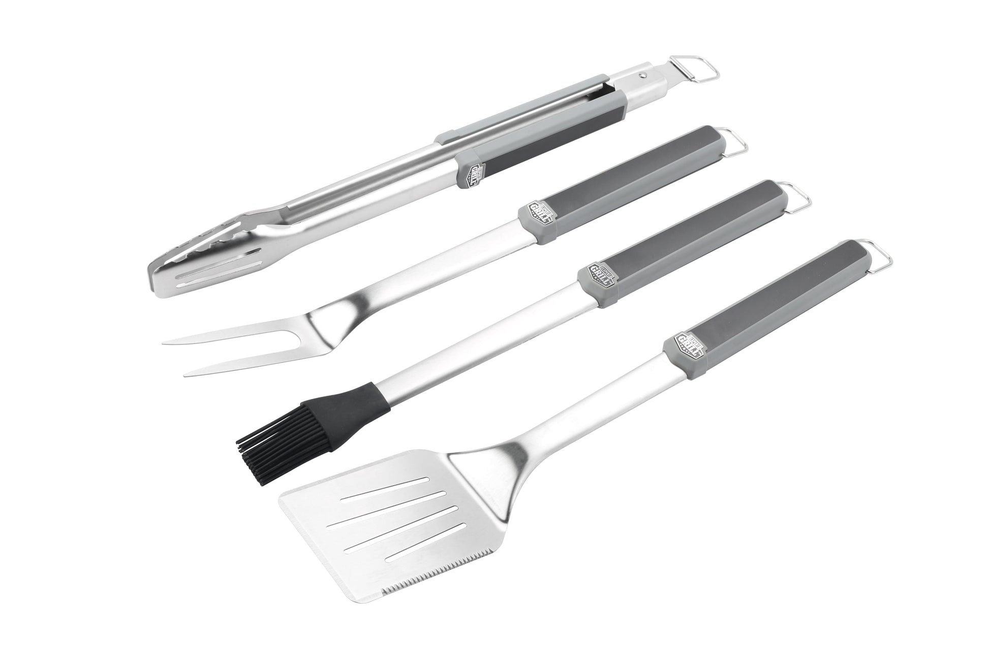 Stainless Steel Soft Grip BBQ Grill Tool Set, 10 Pieces